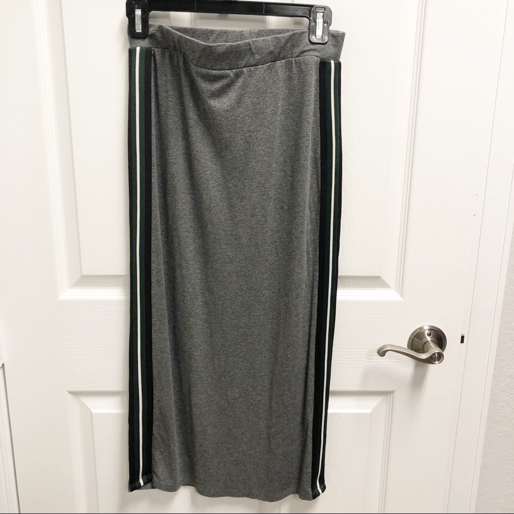 ASOS BERSHKA Gray Side Stripe Jersey Skirt Sz S